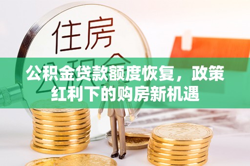 前进公积金贷款额度恢复，政策红利下的购房新机遇