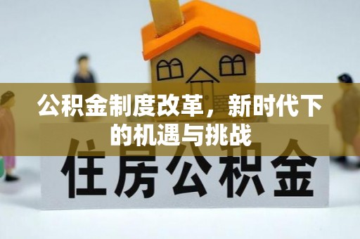 前进公积金制度改革，新时代下的机遇与挑战